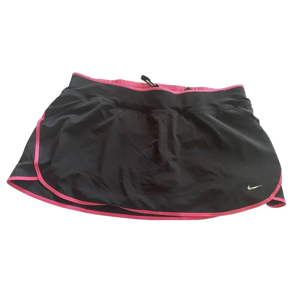 Nike Dri-Fit Athletic Running Skort Skirt Built In Shorts Black Pink Women's L